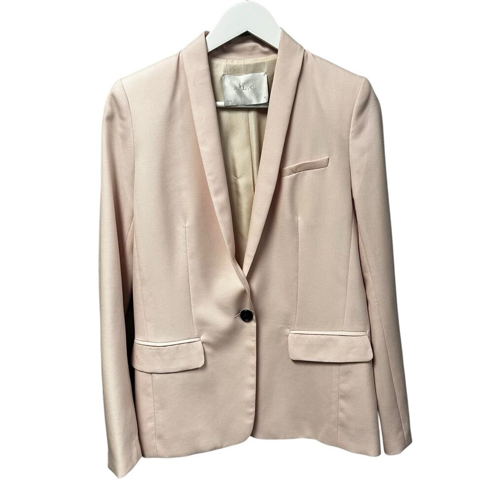 A.L.C. Light Pink Wool Mohair Blend Single Button Front Blazer Jacket Womens 4
